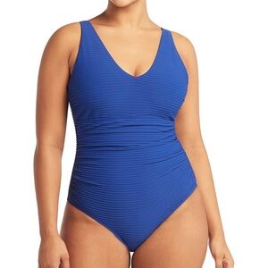 Sea Level Swim Spinnaker One Piece Swimsuit Bathing Suit Royal Blue NWT 12